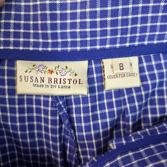 Susan Bristol 1980s Size 8 Pleated Wrap Skort Blue White Plaid Deadstock - Picture 4 of 11